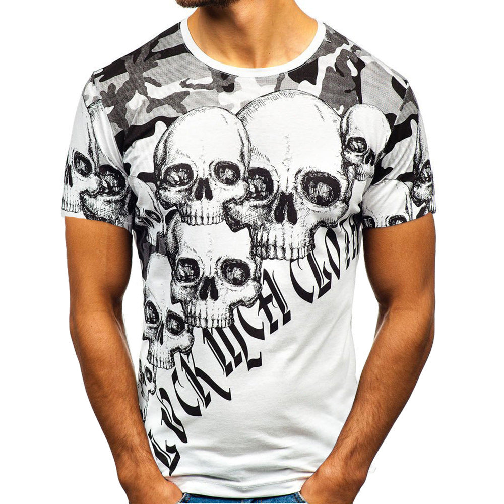 2019 New Casual Short Sleeve Skull T-Shirt