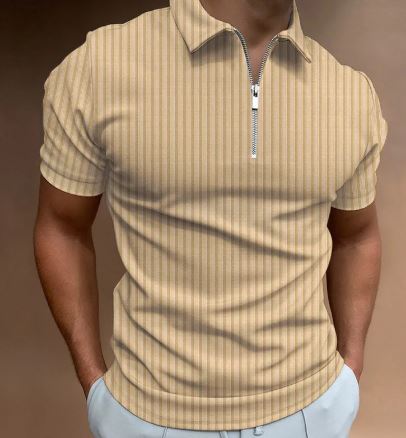 Men’s Striped Zip POLO Tee