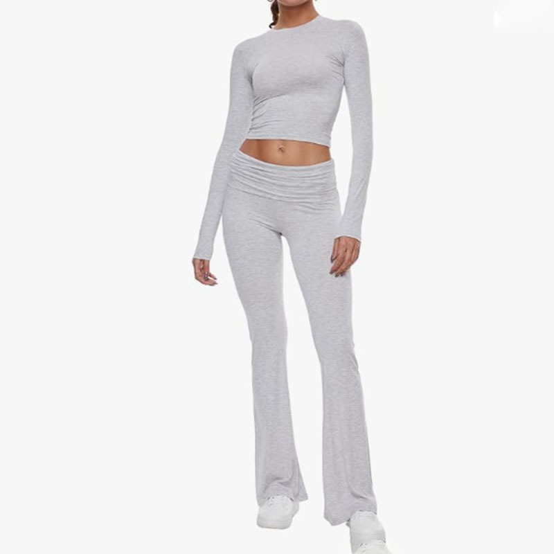 Round Neck Bell-Bottom Pants Set