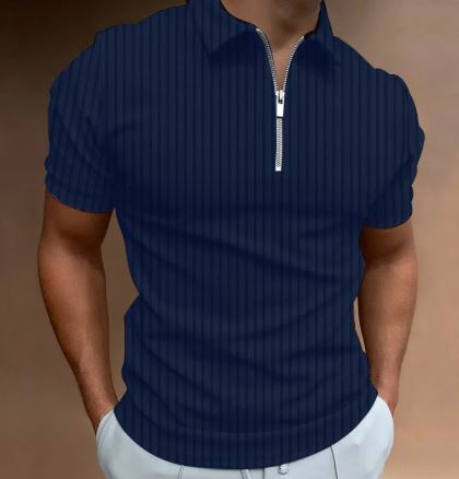 Men’s Striped Zip POLO Tee