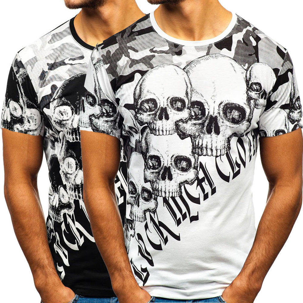 2019 New Casual Short Sleeve Skull T-Shirt