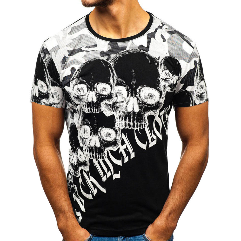 2019 New Casual Short Sleeve Skull T-Shirt