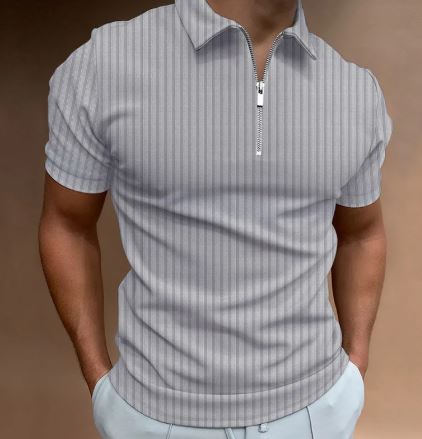 Men’s Striped Zip POLO Tee