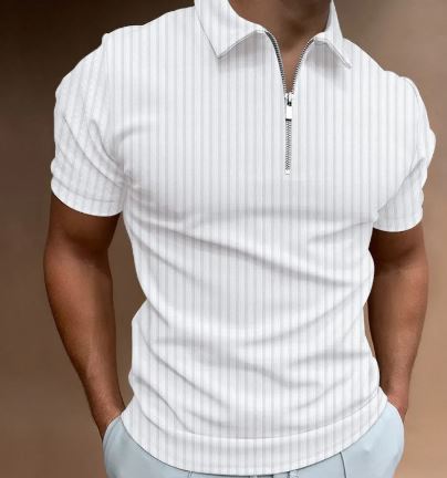 Men’s Striped Zip POLO Tee