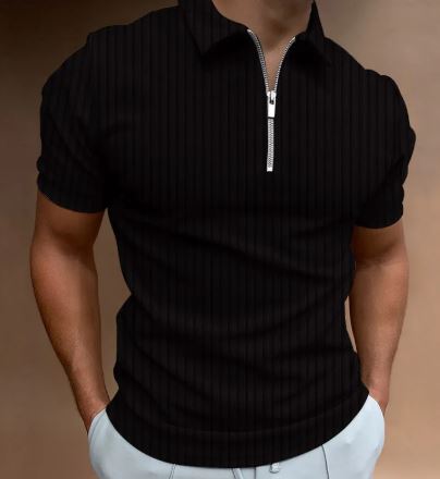 Men’s Striped Zip POLO Tee